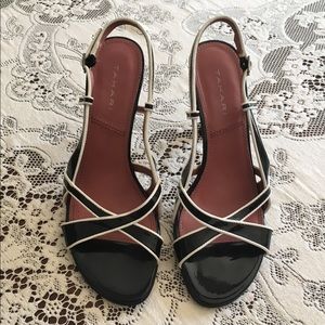 Black and white heels